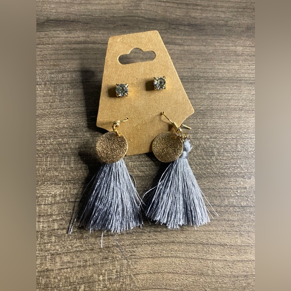 Tassel Decor Earrings with Studs - Picture 1 of 2